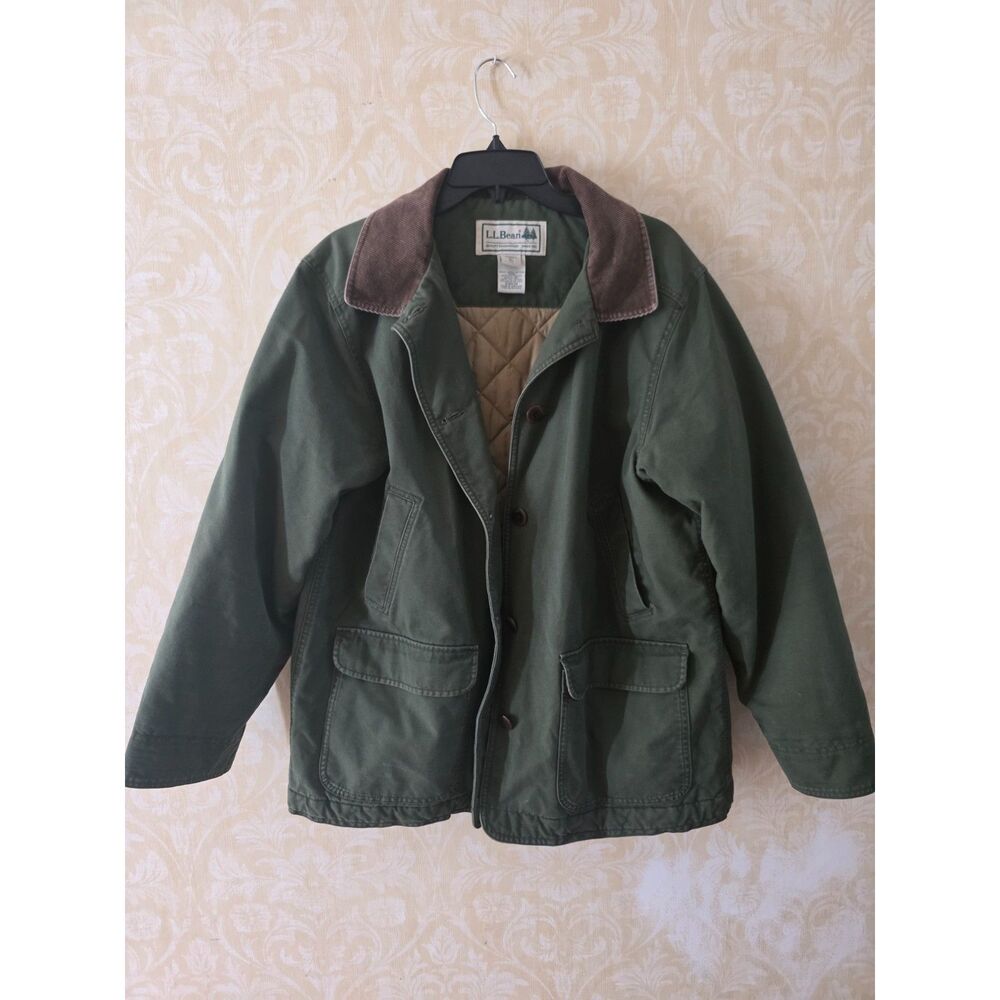 Vintage LL Bean Barn Coat Women's XL Petite Quilt Lined Chore Jacket 0WY29 - Picture 2 of 6